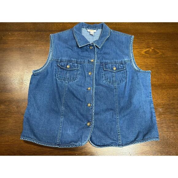 VTG Talbots Denim Top Women XL Y2K Clueless Grunge Coquette Festival Feminine - Picture 1 of 8